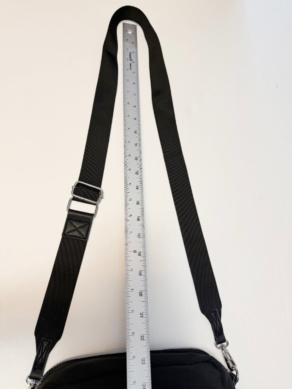 IMNYC Isaac Mizrahi Black Nylon Utility Crossbody Bag - Reflective Silver Stripe - Picture 8 of 8